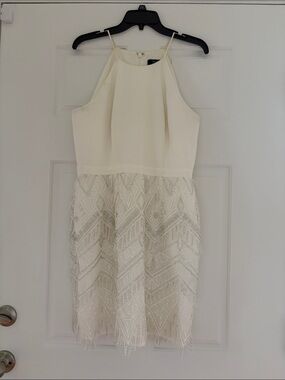 Elegant Cream White Beaded Dress
